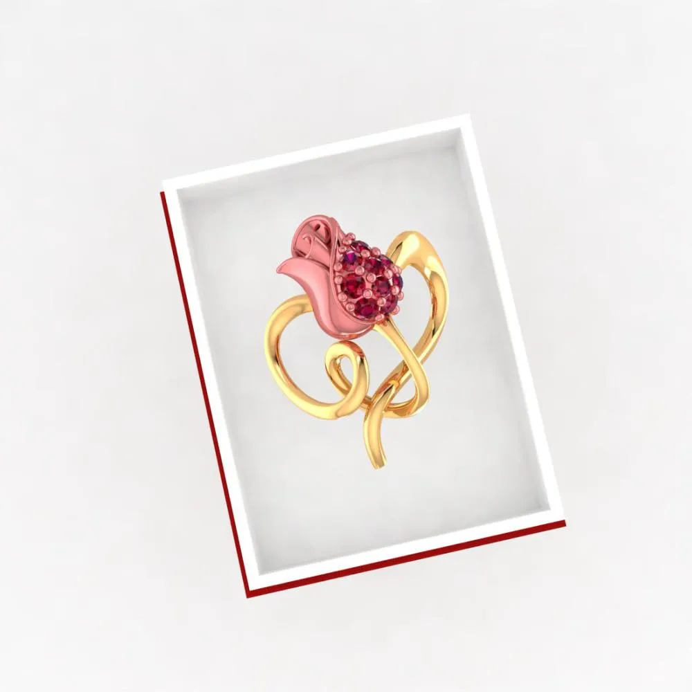 22k Gold Pendant With Stone-studded Yellow Entwined In A Leaf Design