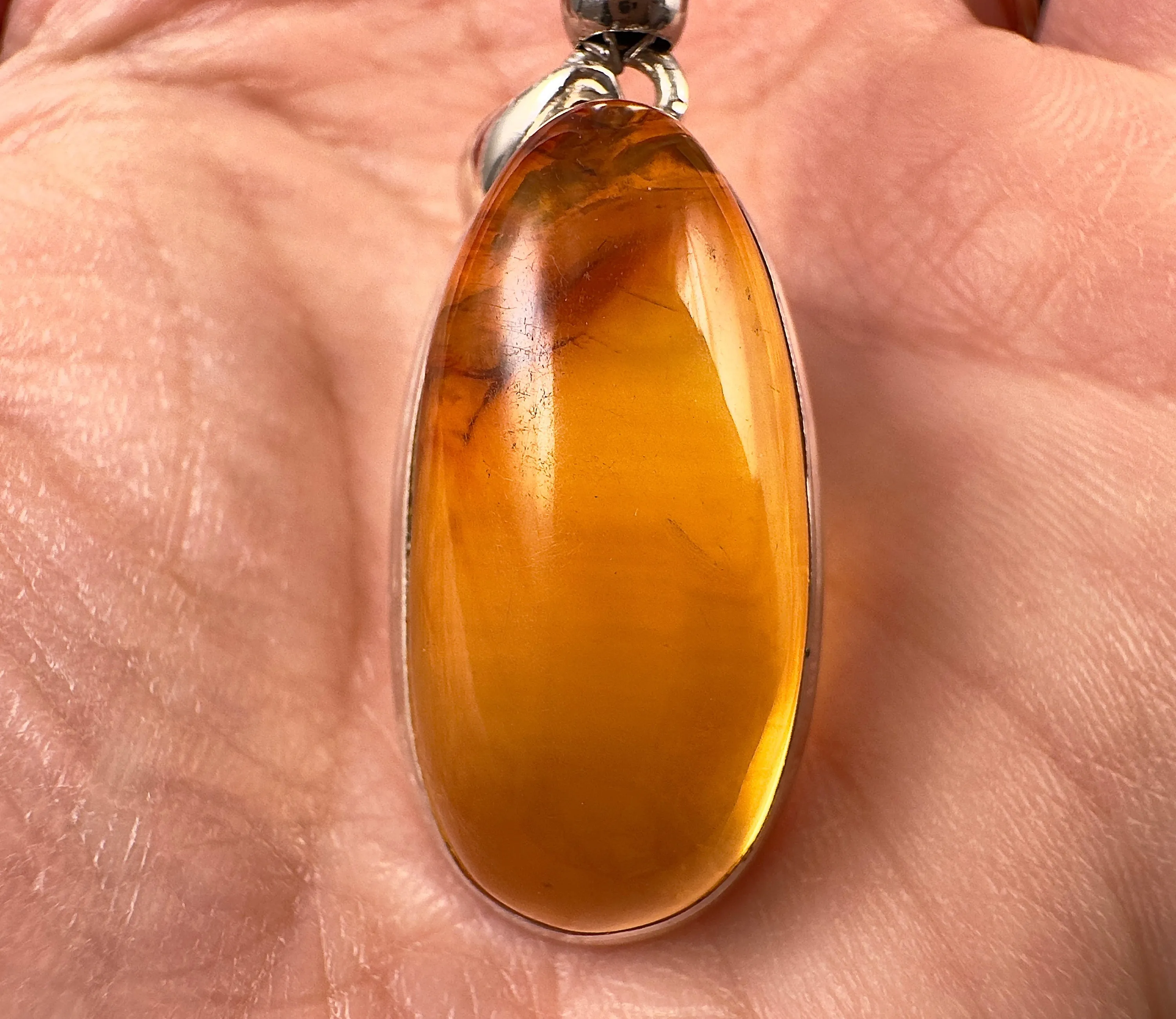 AMBER Pendant - AAA, Sterling Silver - Crystal Pendant, Fine Jewelry, Healing Crystals and Stones,  53424