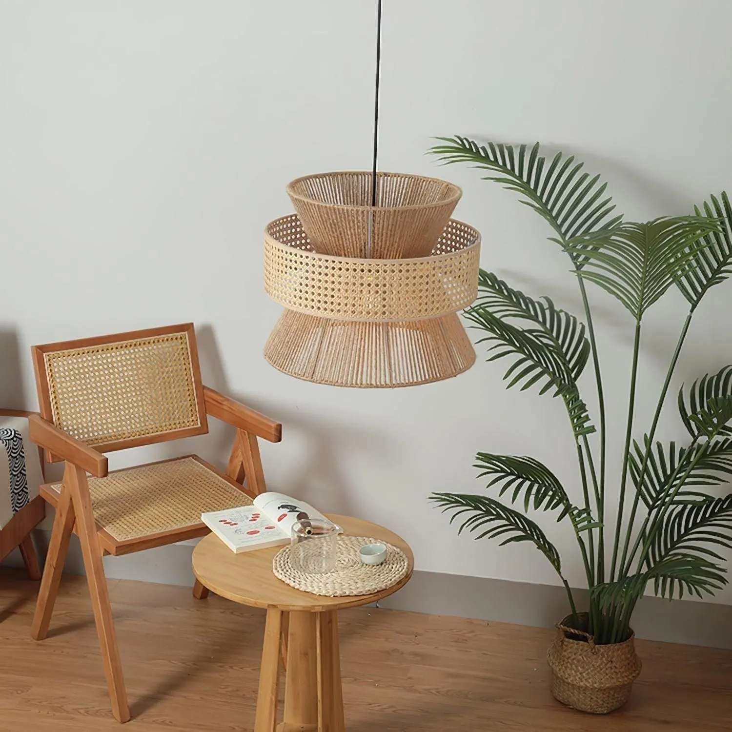 BambooLuxe Light - Italienische Bambus Rattan Pendelleuchte