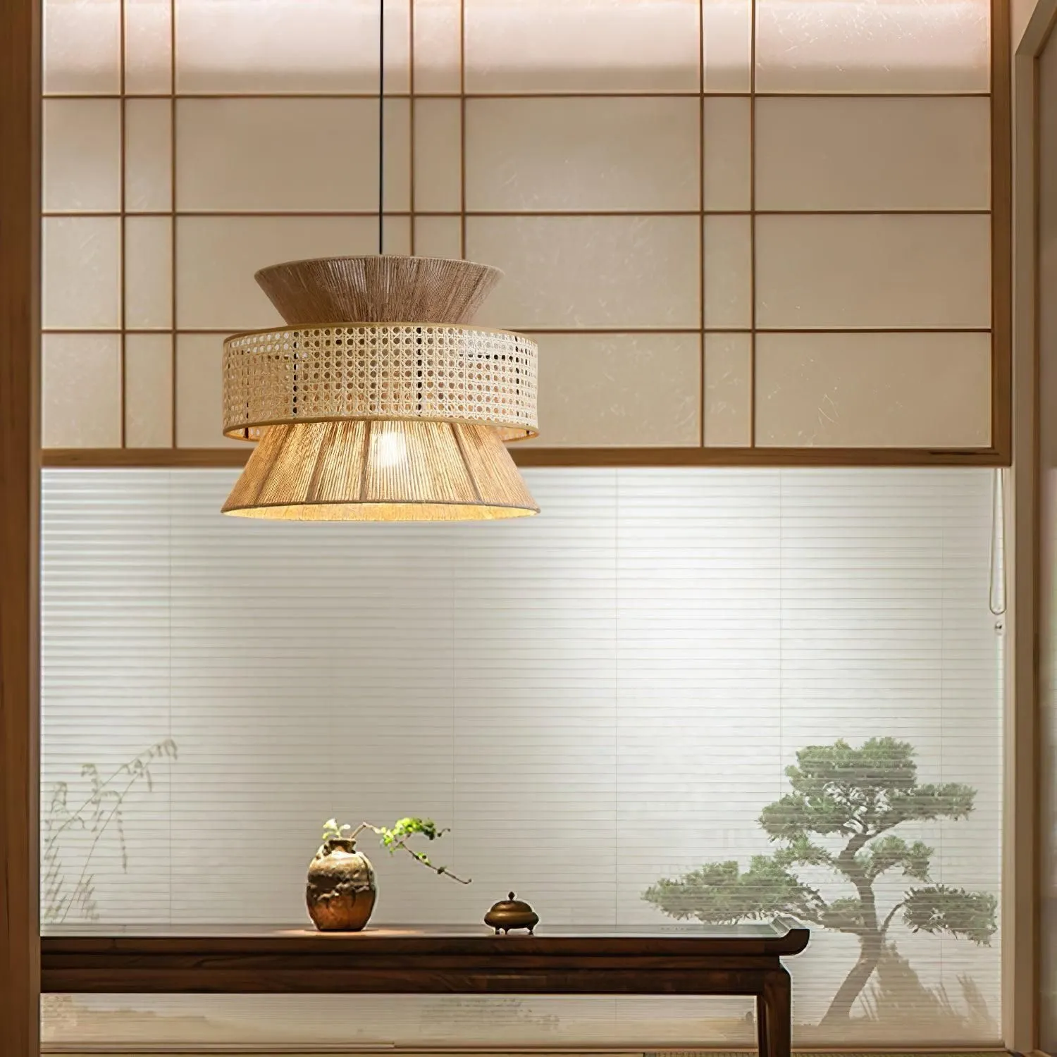 BambooLuxe Light - Italienische Bambus Rattan Pendelleuchte