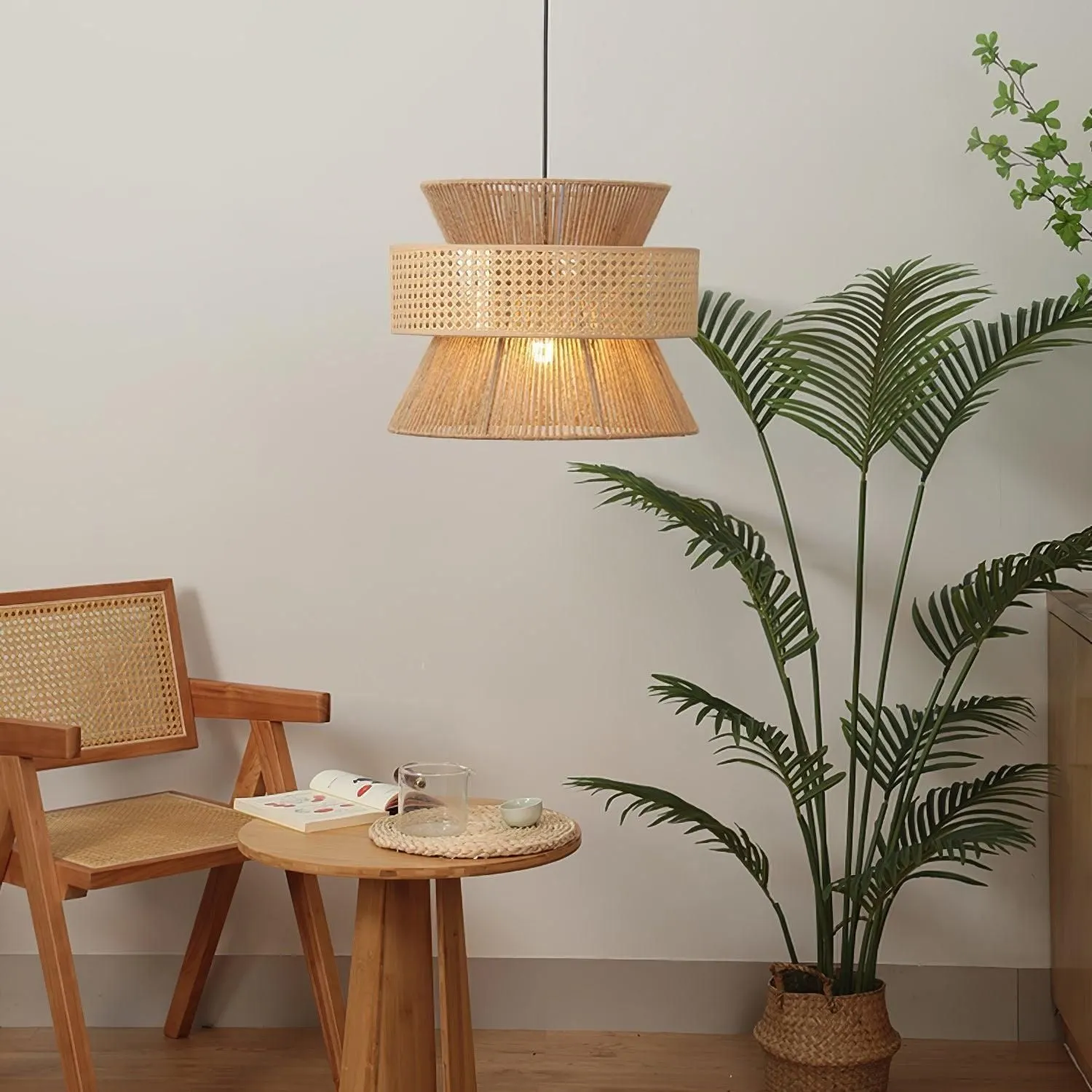 BambooLuxe Light - Italienische Bambus Rattan Pendelleuchte