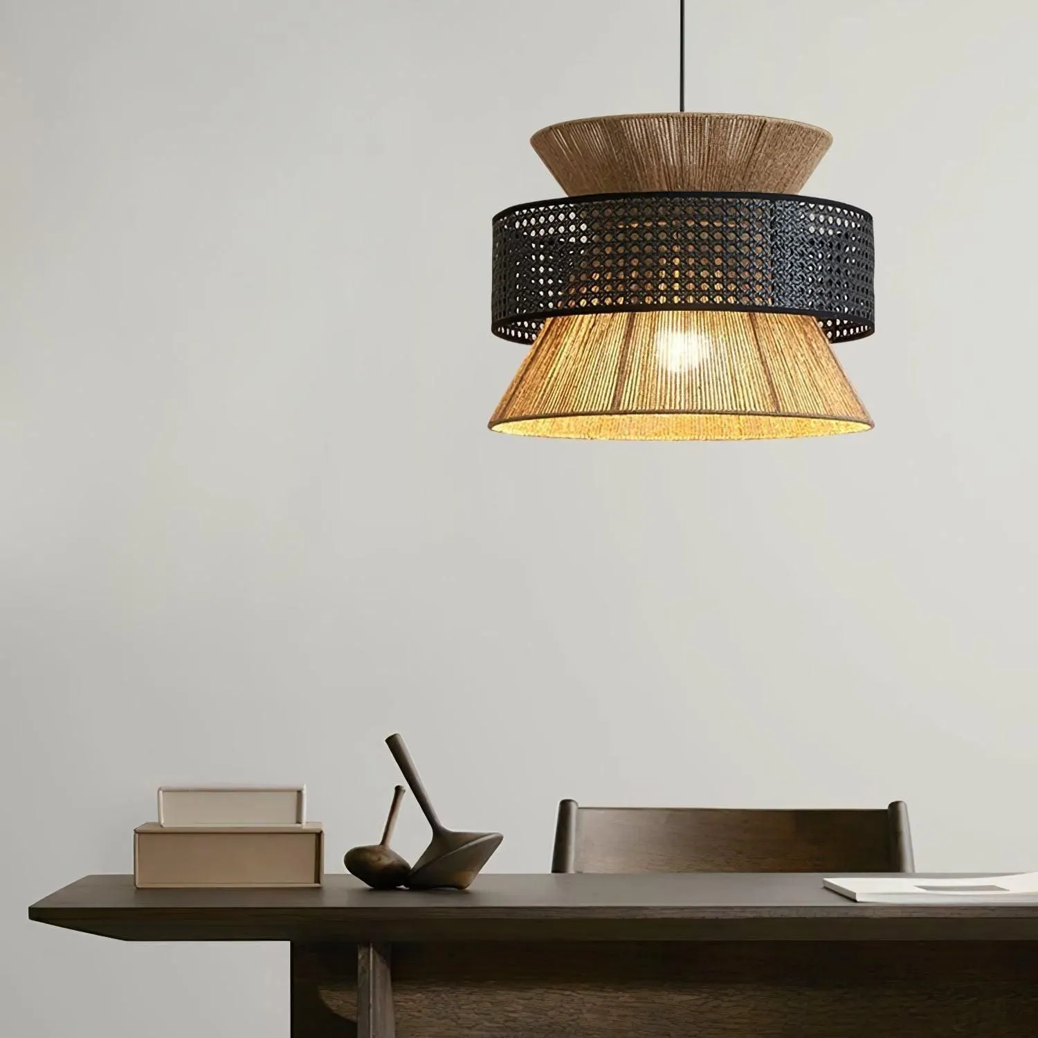BambooLuxe Light - Italienische Bambus Rattan Pendelleuchte