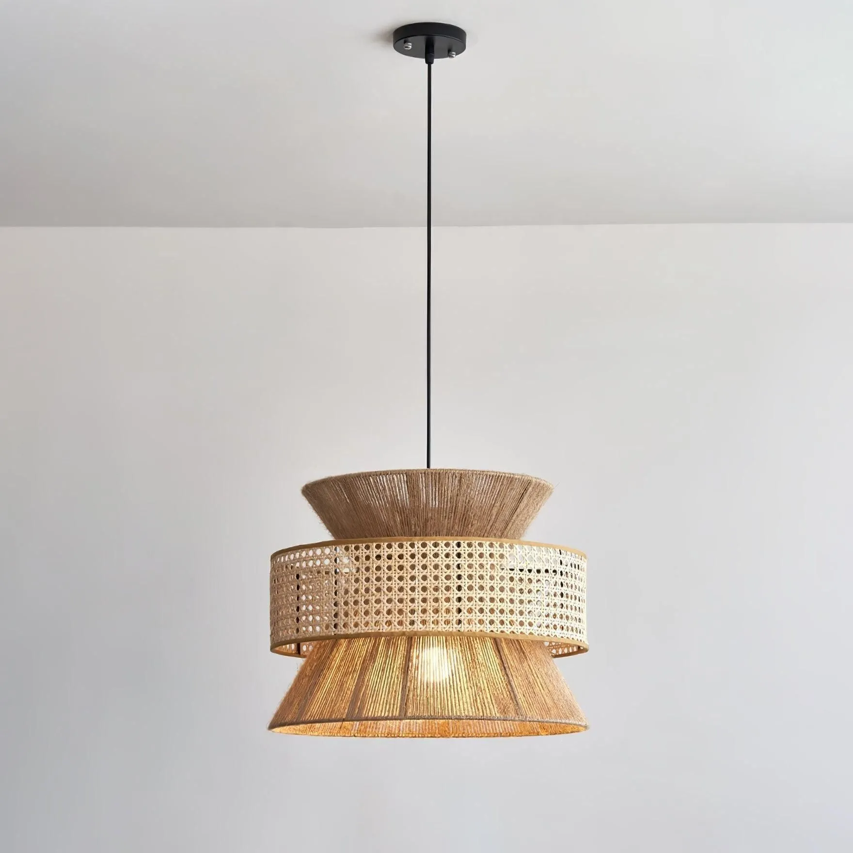 BambooLuxe Light - Italienische Bambus Rattan Pendelleuchte