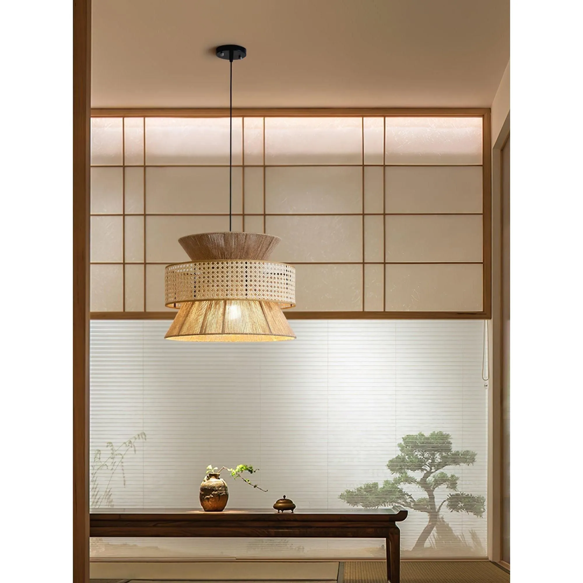 BambooLuxe Light - Italienische Bambus Rattan Pendelleuchte