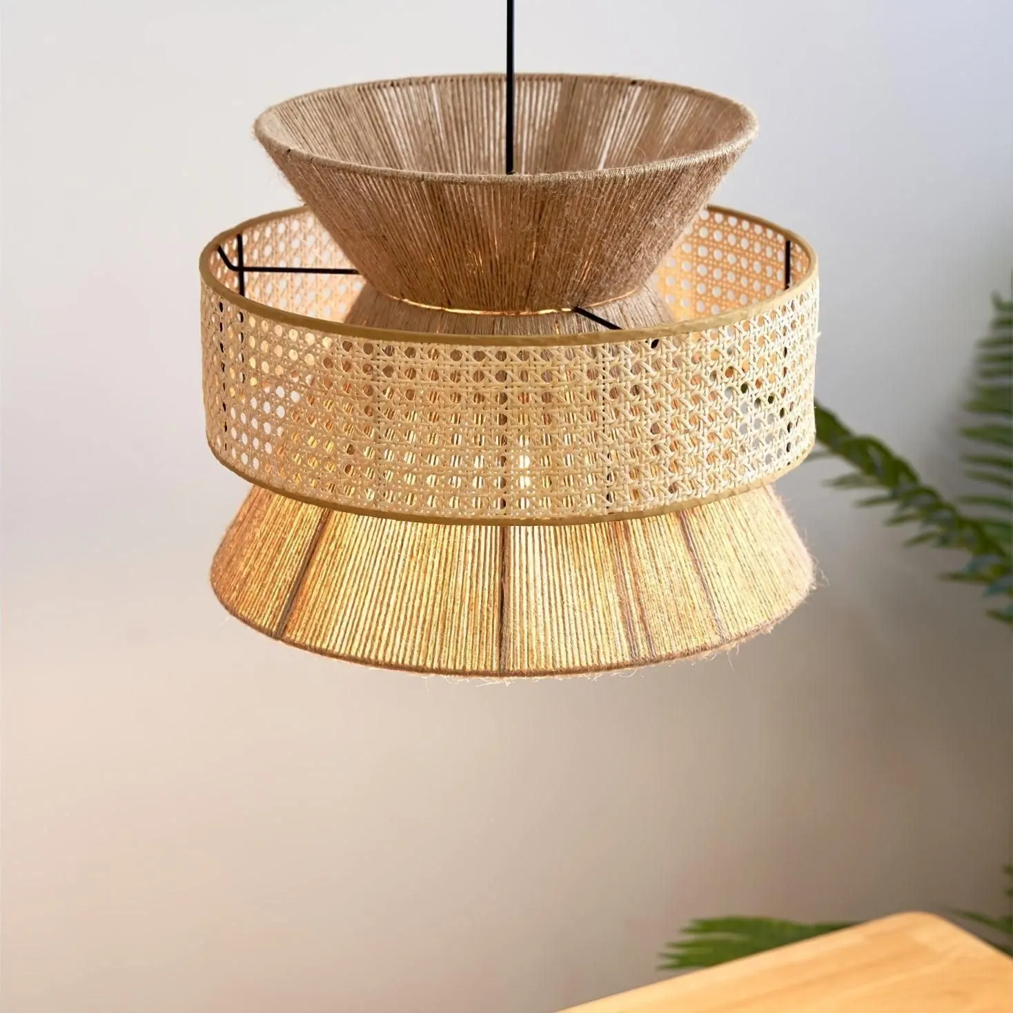 BambooLuxe Light - Italienische Bambus Rattan Pendelleuchte