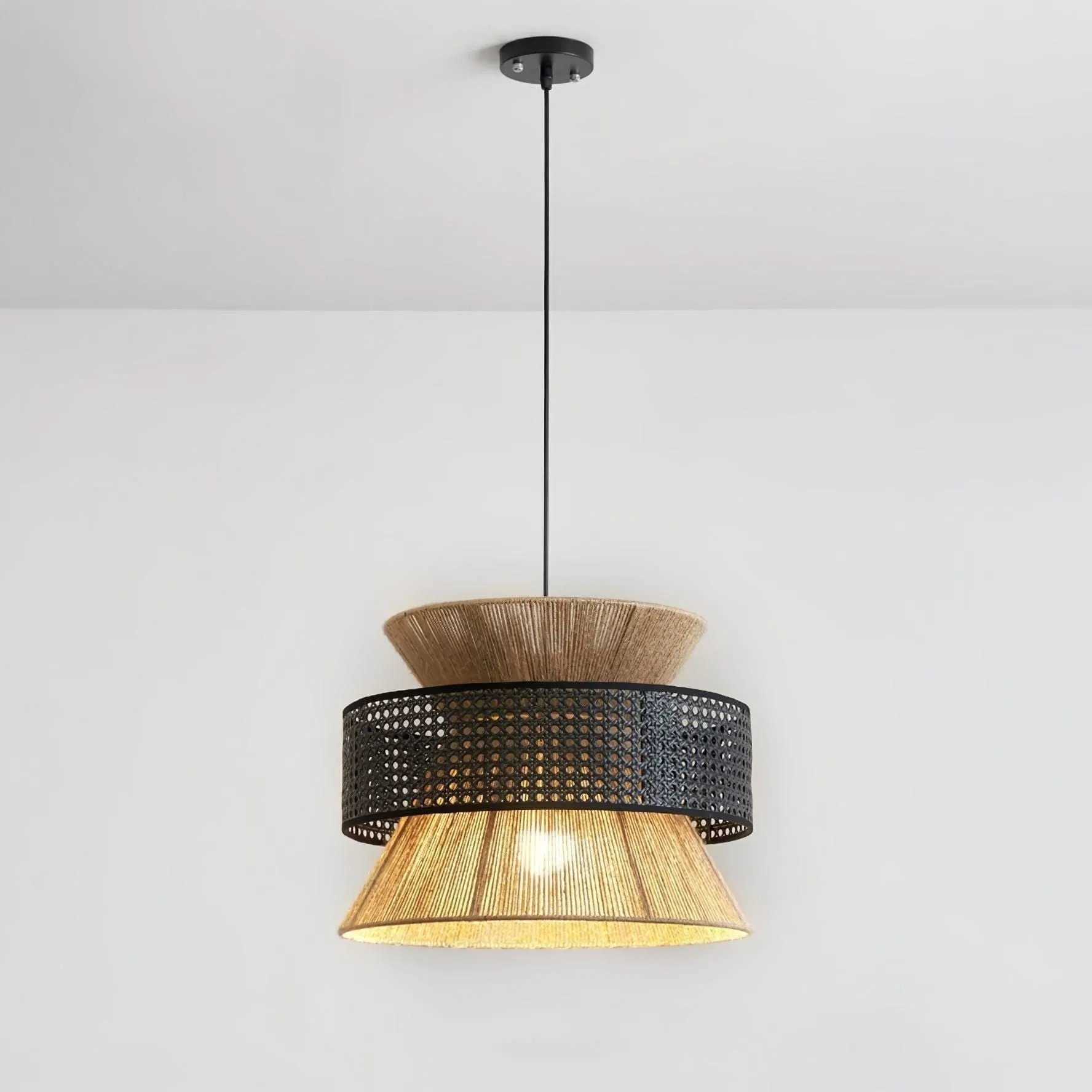 BambooLuxe Light - Italienische Bambus Rattan Pendelleuchte