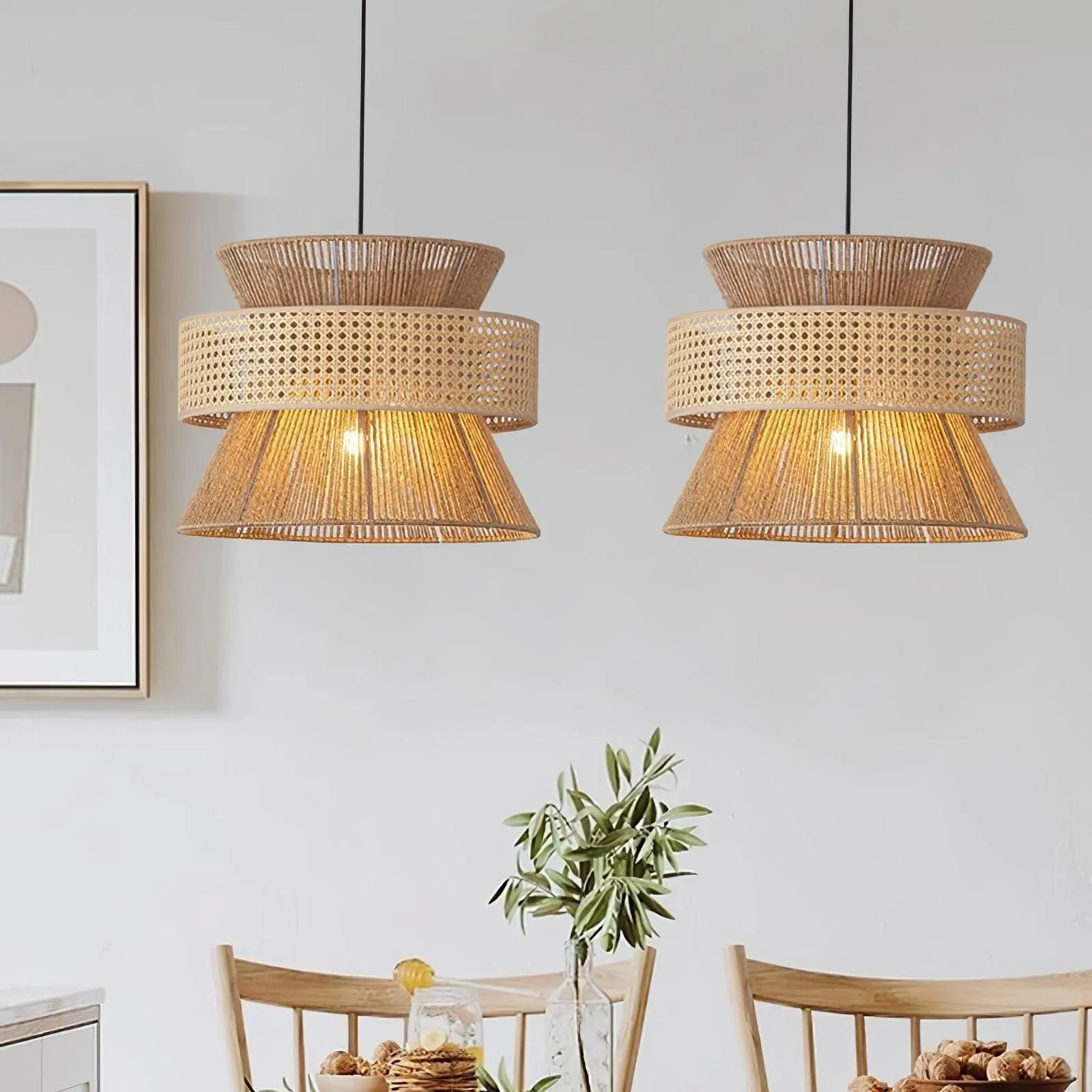 BambooLuxe Light - Italienische Bambus Rattan Pendelleuchte