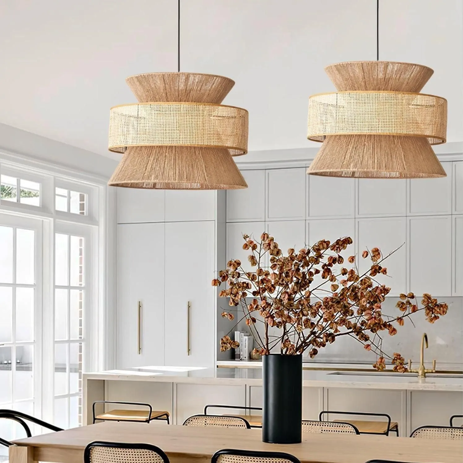 BambooLuxe Light - Italienische Bambus Rattan Pendelleuchte