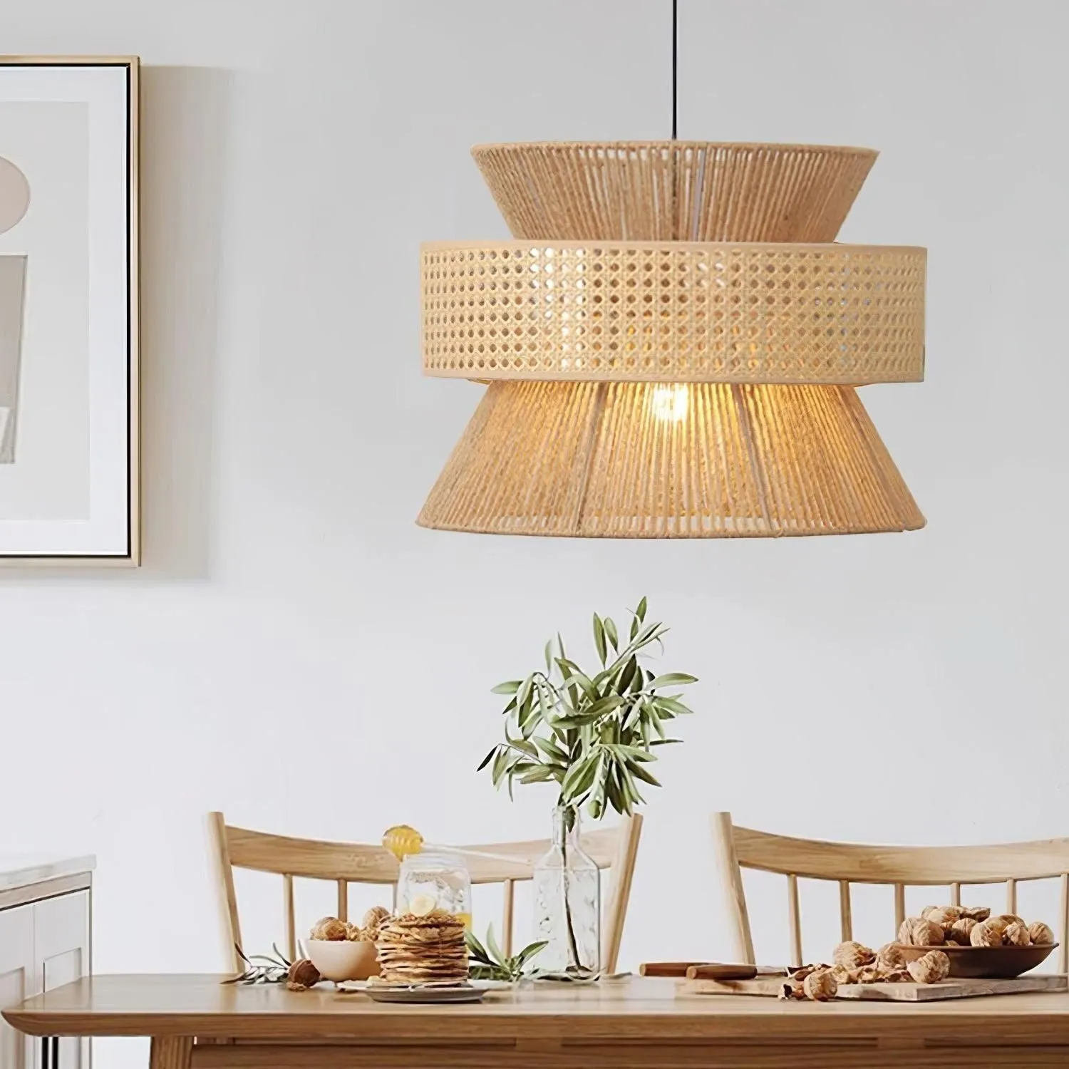 BambooLuxe Light - Italienische Bambus Rattan Pendelleuchte