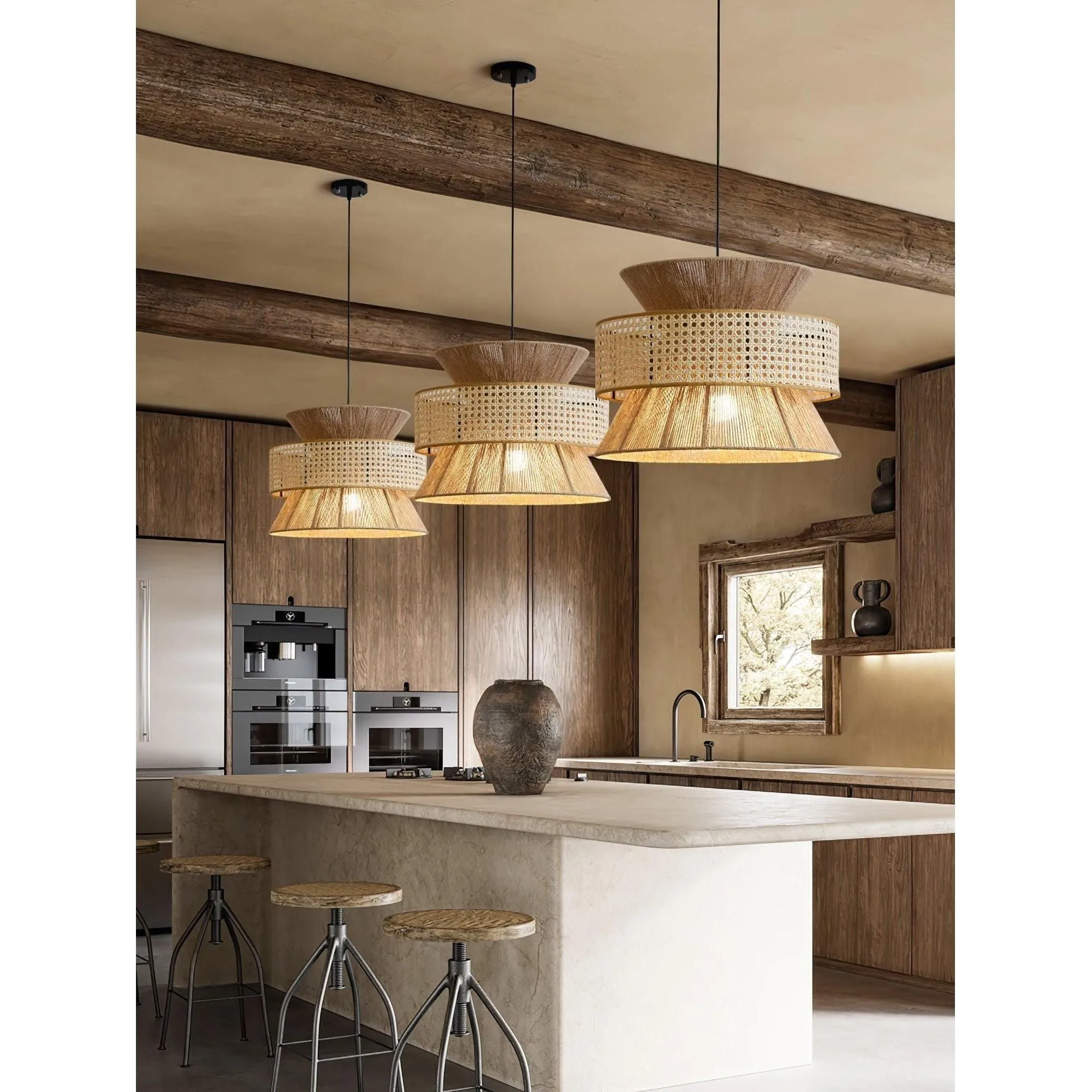 BambooLuxe Light - Italienische Bambus Rattan Pendelleuchte