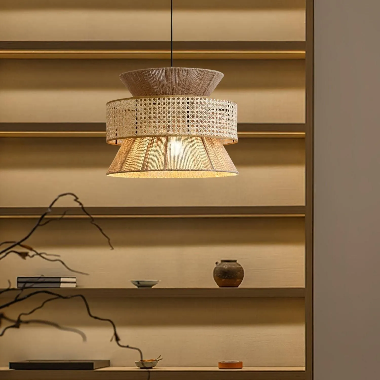 BambooLuxe Light - Italienische Bambus Rattan Pendelleuchte