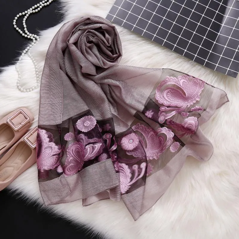 Beautifully Designed Embroidery Silk Scarf