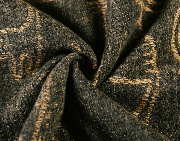 Cat Design Woven Winter Scarf In Olive