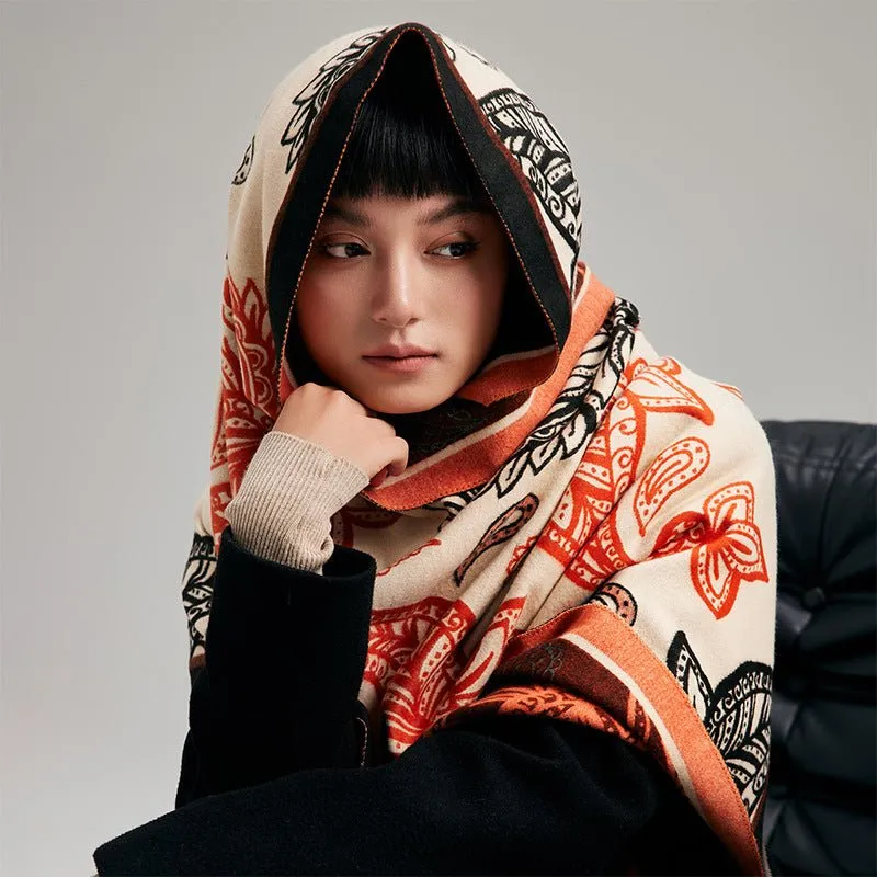 Colorful Floral Design Women's Luxury Winter Shawl Scarf