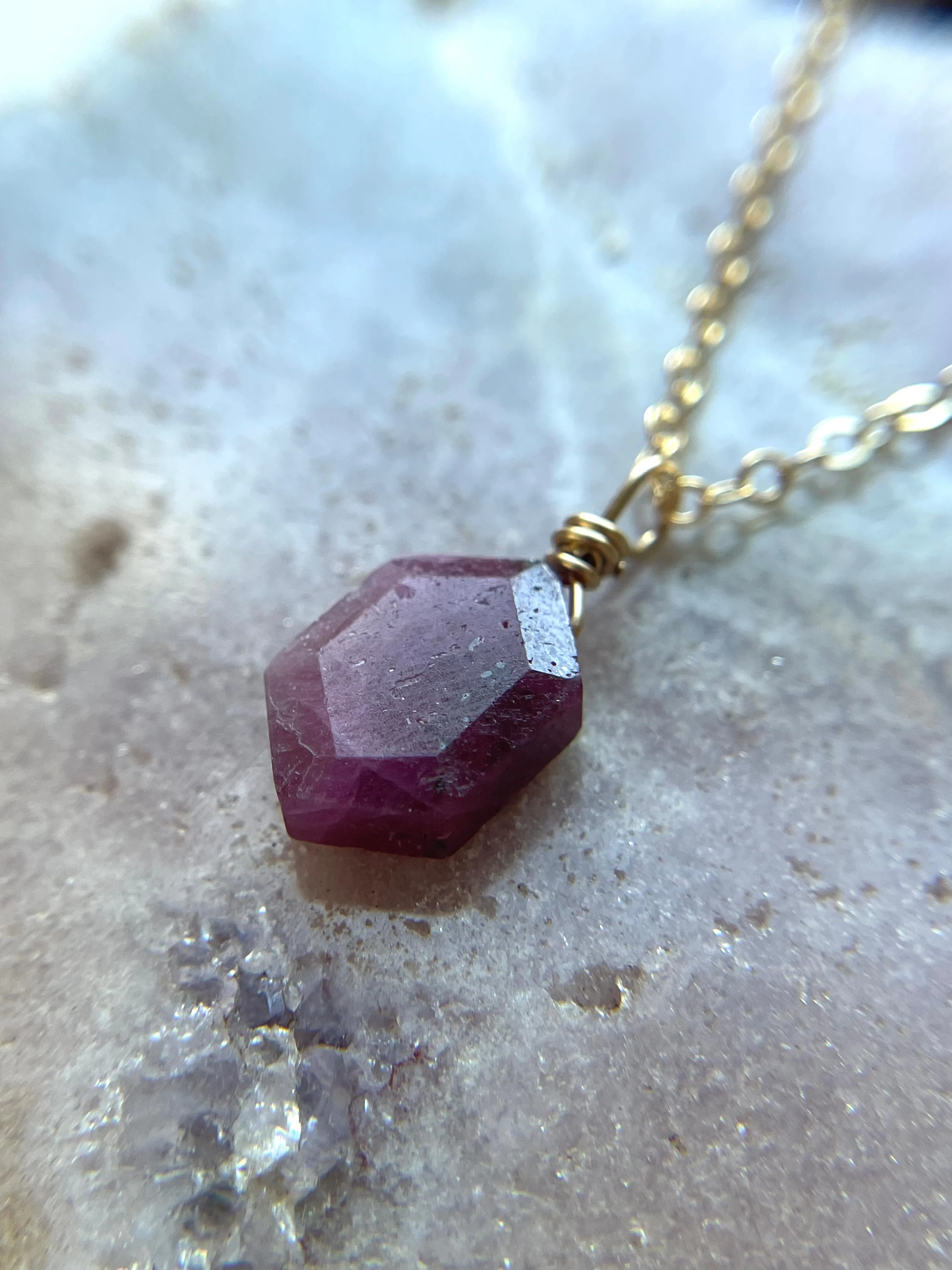 Dainty Ruby Pendant Necklace JULY Birthstone