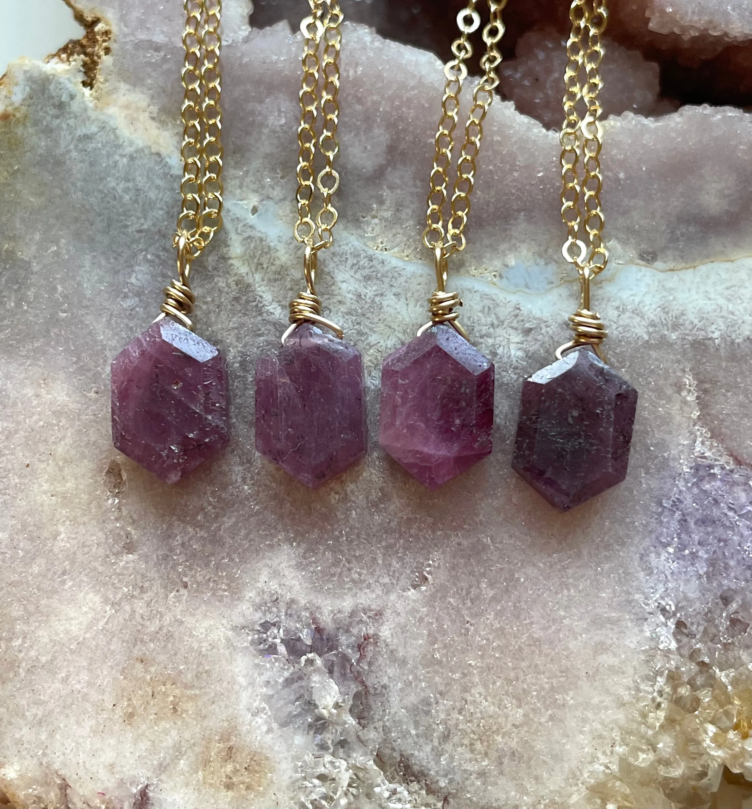 Dainty Ruby Pendant Necklace JULY Birthstone