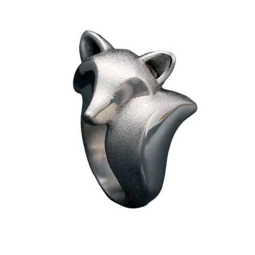 Fox Ring Satin Finish Sterling Silver