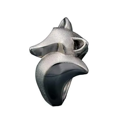 Fox Ring Satin Finish Sterling Silver