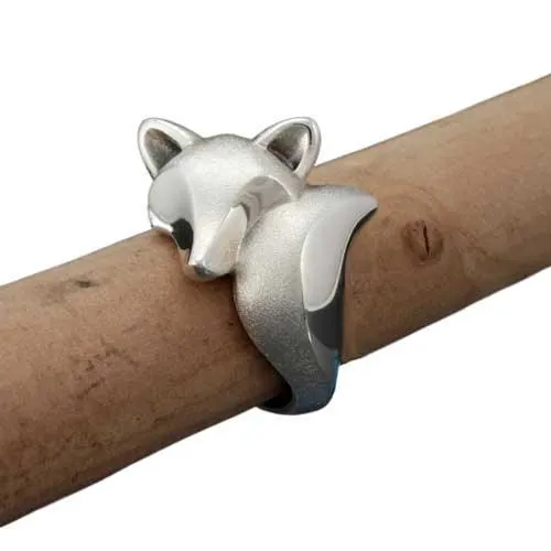 Fox Ring Satin Finish Sterling Silver