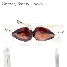 Garnet Earrings, Faceted Teardrops, Safe Hooks, 925 Silver, g1