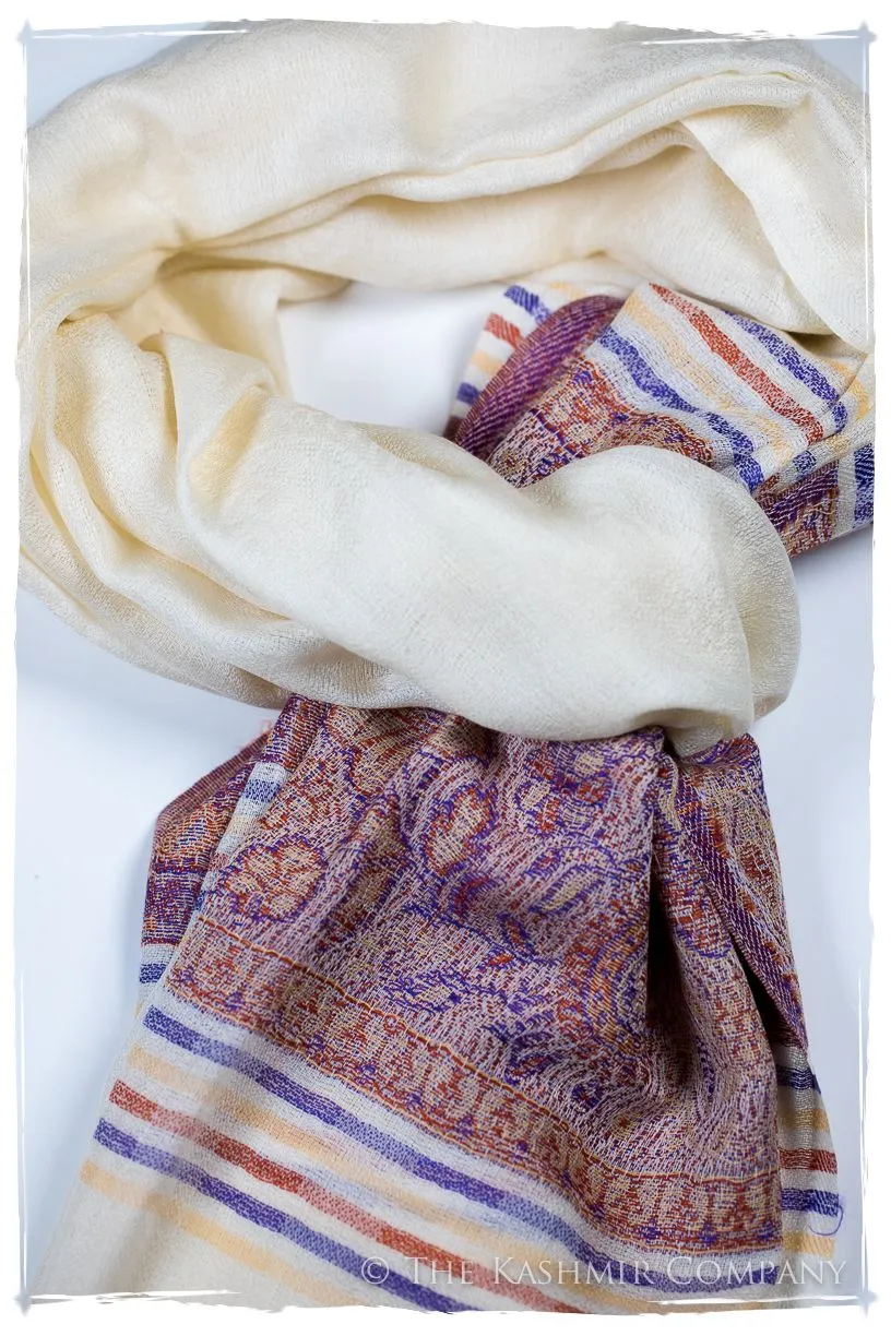 Griselda Frontière Ivory Kashmir Wool Scarf