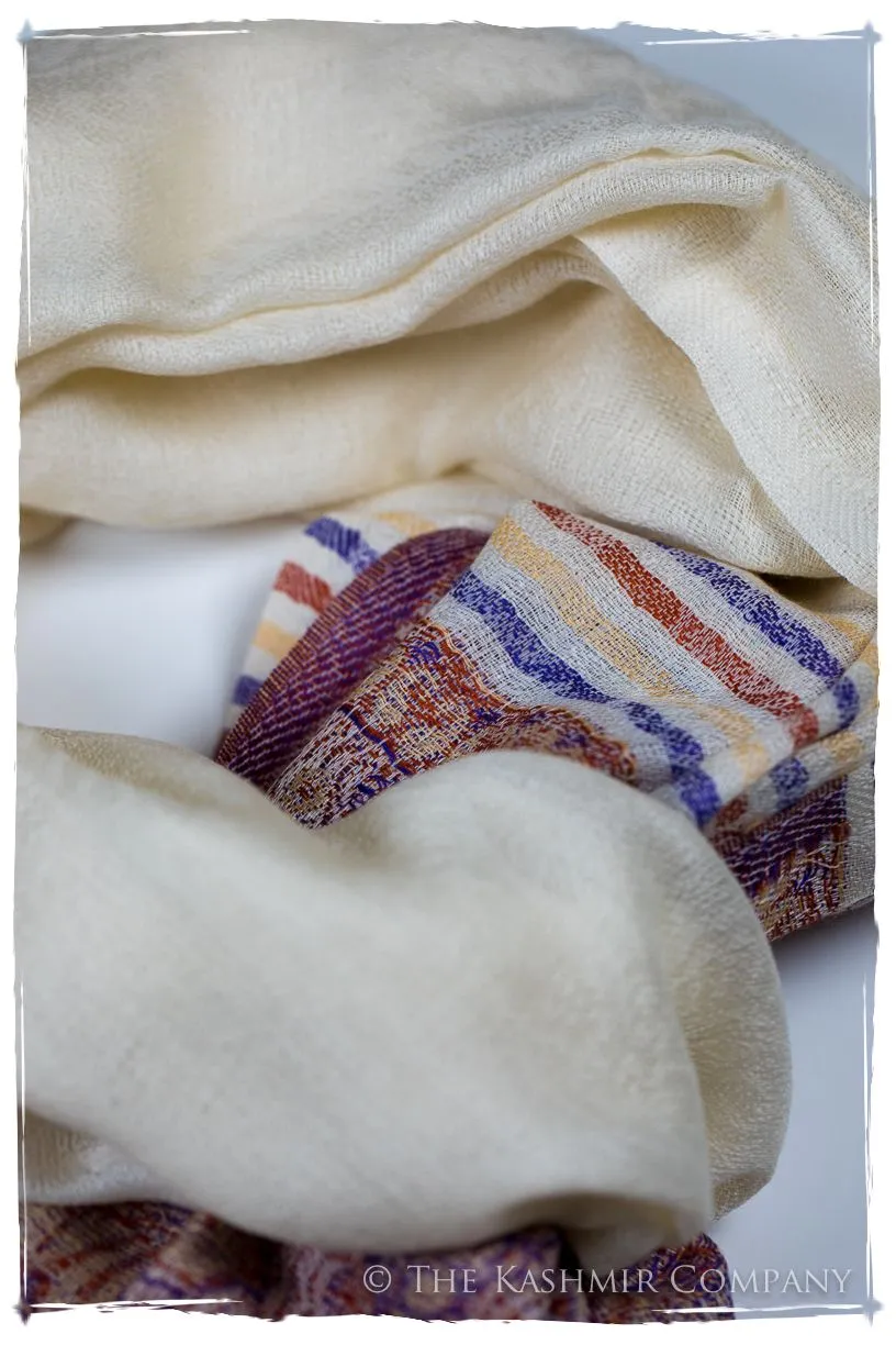 Griselda Frontière Ivory Kashmir Wool Scarf