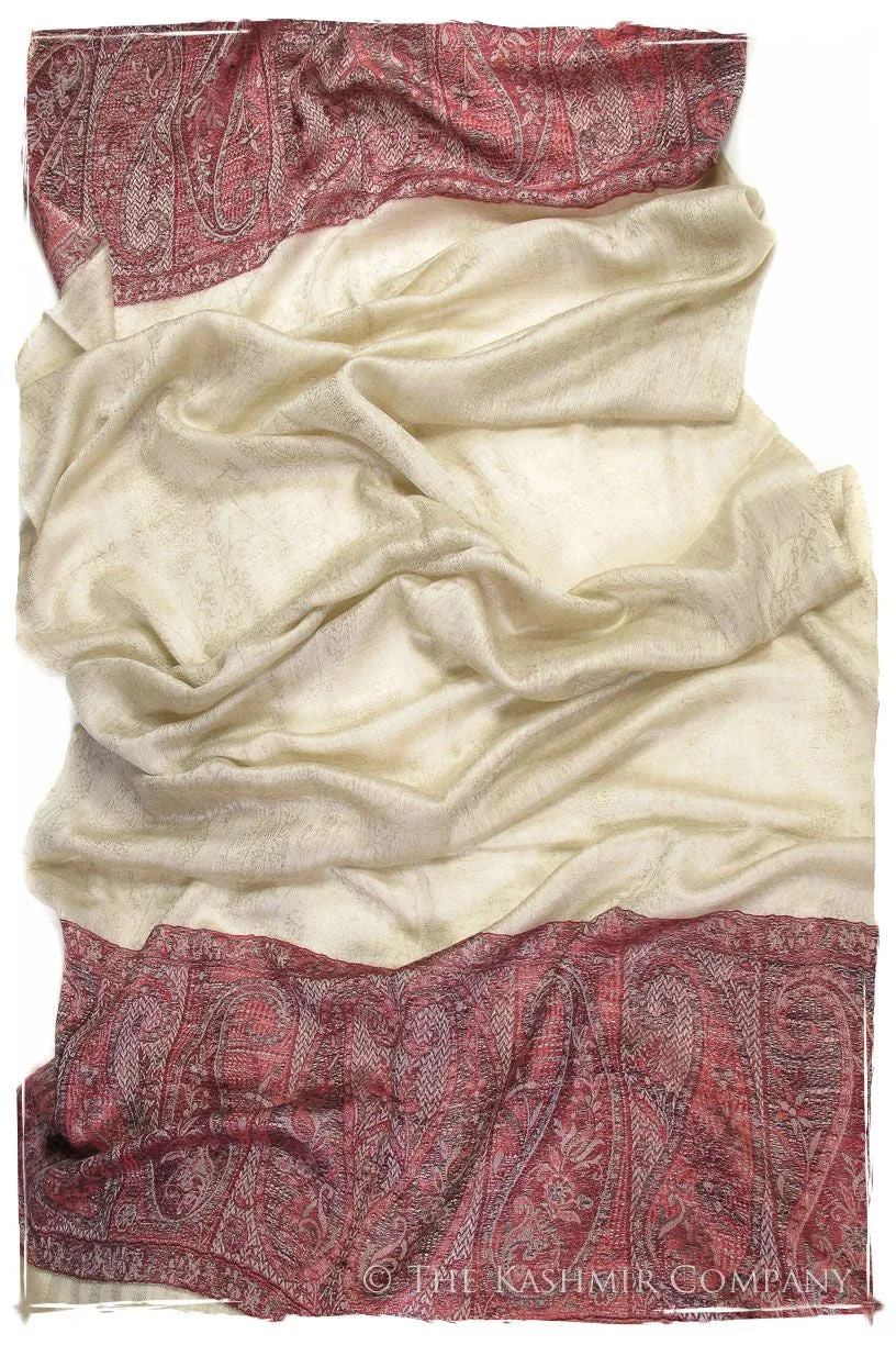 Jacquard Frontiere Rouge Taupe Cashmere Scarf