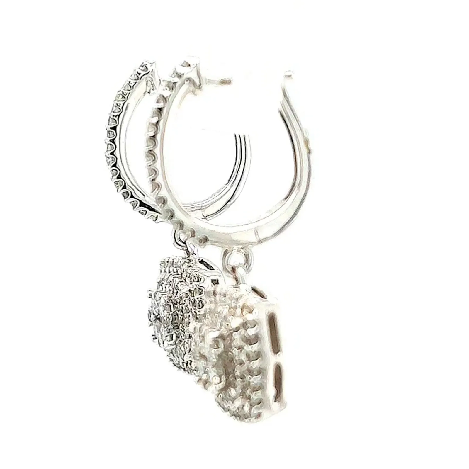 London 9ct White Gold Round Brilliant Cut with 1/2 CARAT tw of Diamonds Drop Earrings