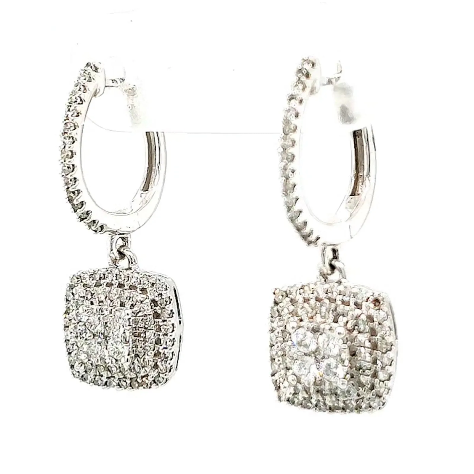 London 9ct White Gold Round Brilliant Cut with 1/2 CARAT tw of Diamonds Drop Earrings