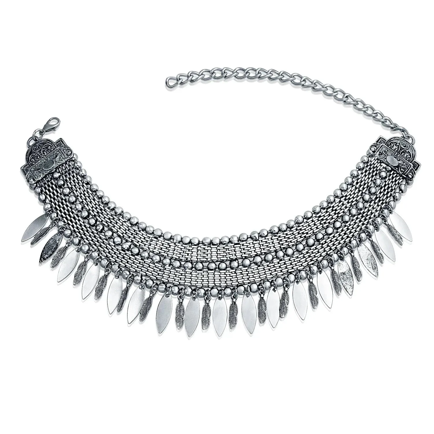 Native American Style Feather Choker Necklace Bohemian Boho Western Jewelry