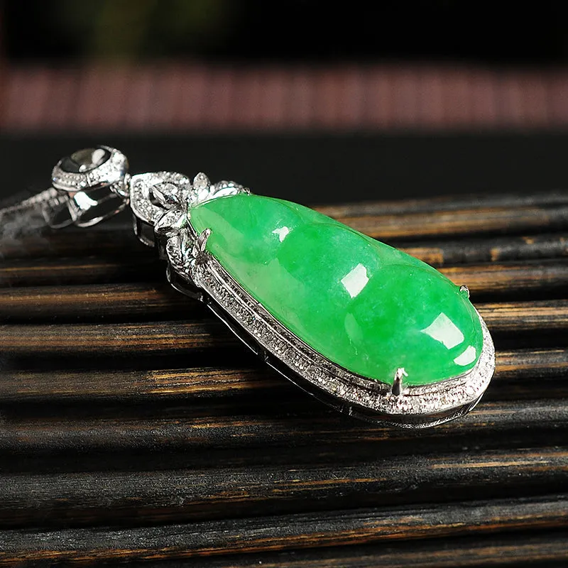 Natural Jade Pendant Jadeite Gold Pendant PT49