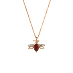 QUEEN BEE BELLA GOLD DIAMOND GARNET NECKLACE