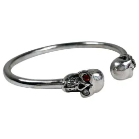 Sterling Silver Gemstone Skull Biker Cuff