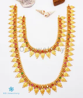 The Vagmi Silver Navratna Lakshmi Kasumala Coin Necklace Set of 2
