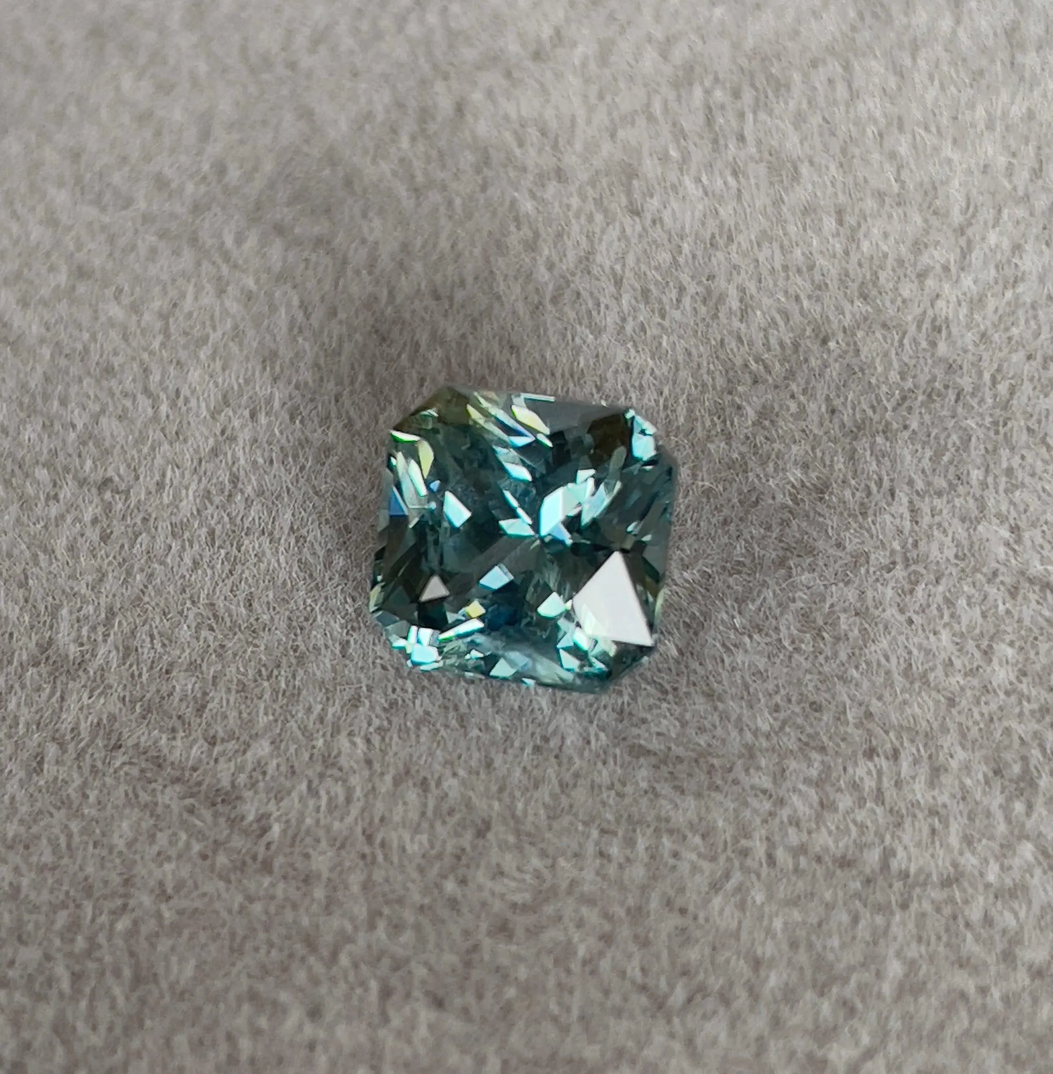 This 2.21 carat Green Sapphire is well cut to bring out the best colour and luster, and has a perfect colour blend.