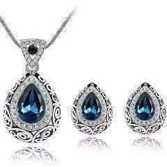 Vintage Filigree Teardrop Necklace and Earrings Set or Individual - Choose Your Color!