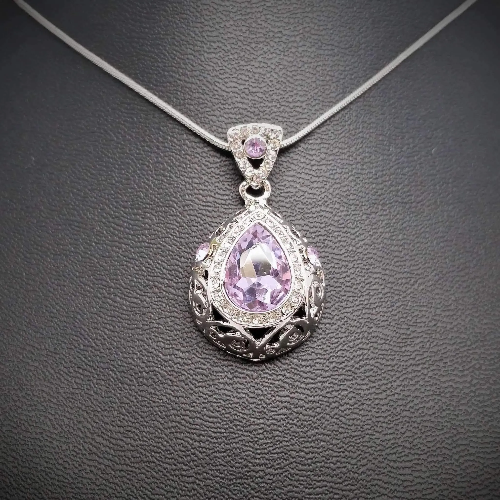 Vintage Filigree Teardrop Necklace and Earrings Set or Individual - Choose Your Color!