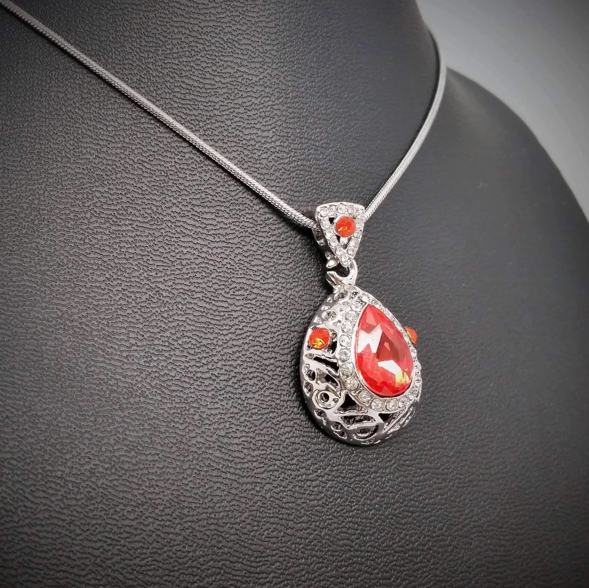 Vintage Filigree Teardrop Necklace and Earrings Set or Individual - Choose Your Color!