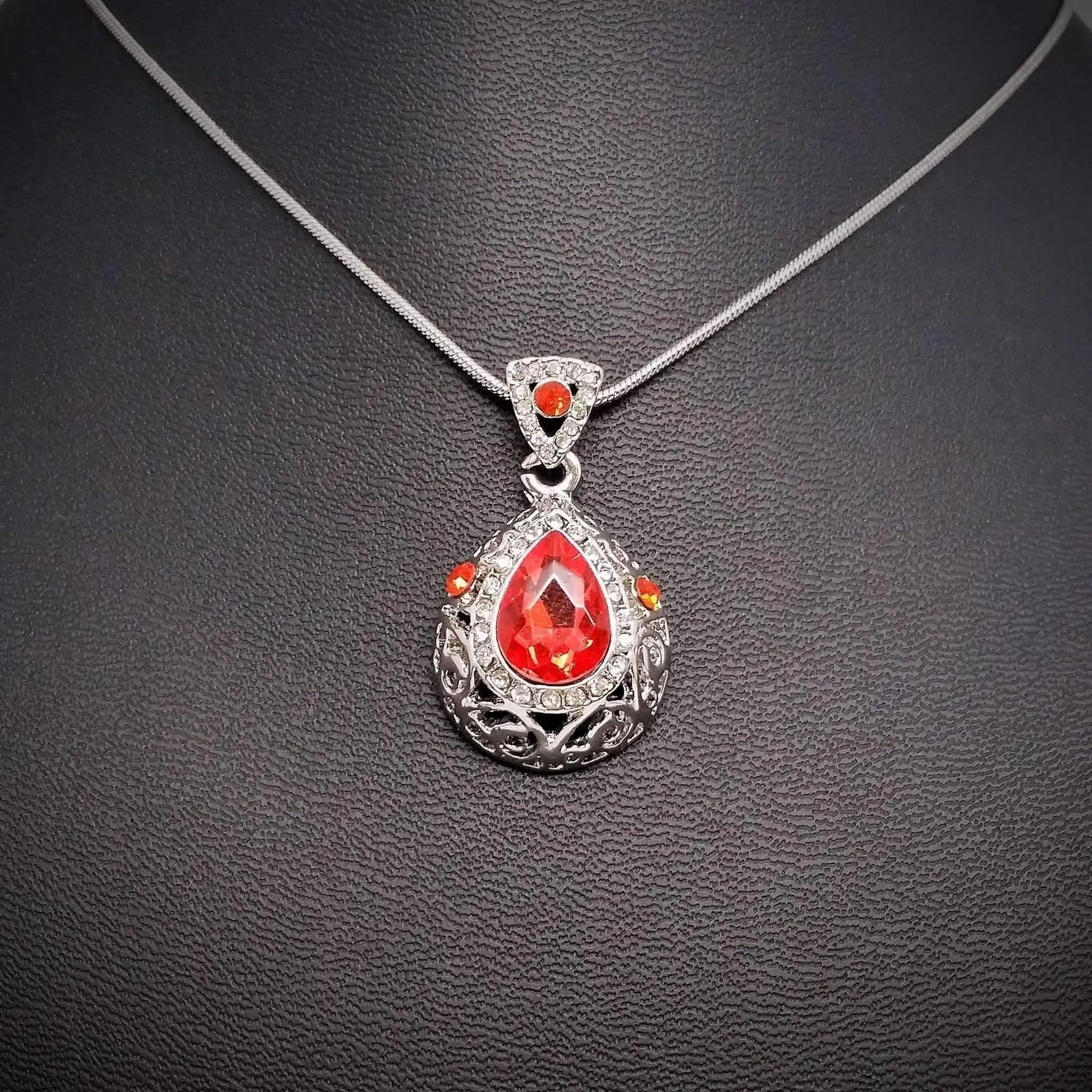 Vintage Filigree Teardrop Necklace and Earrings Set or Individual - Choose Your Color!