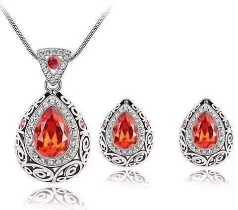 Vintage Filigree Teardrop Necklace and Earrings Set or Individual - Choose Your Color!