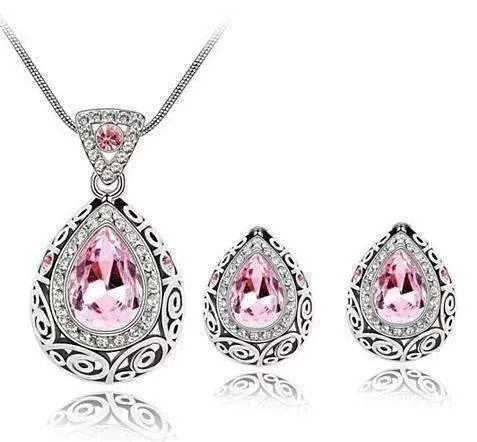 Vintage Filigree Teardrop Necklace and Earrings Set or Individual - Choose Your Color!